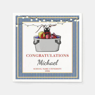 Blue Crawfish Boil BBQ Graduation Party Napkin