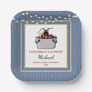Blue Crawfish Boil BBQ Graduation Party Paper Plate