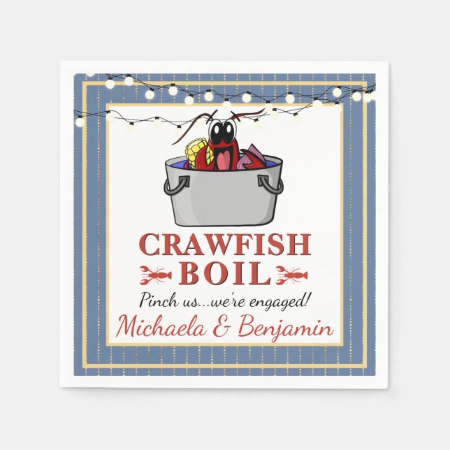 Blue Crawfish Boil BBQ Special Event Engagement Napkin (Front)