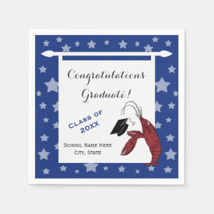 Blue Crawfish / Lobster Stars Graduation Napkin