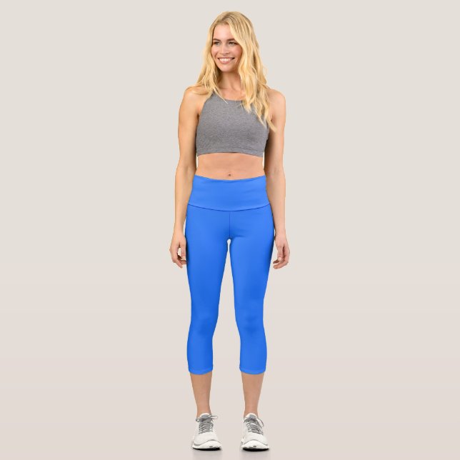  Blue (Crayola) (solid colour)   Capri Leggings (Front)