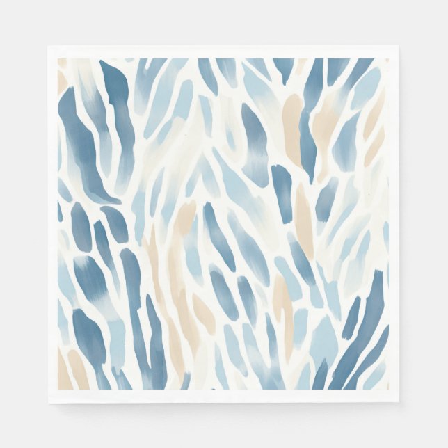 Blue Cream Abstract Beach Napkin (Front)