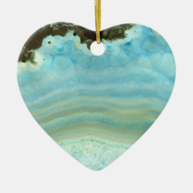 Blue Cream Agate Geode Gemstone Crystal Patterns Ceramic Tree Decoration (Front)