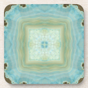 Blue Cream Agate Geode Gemstone Crystal Patterns Coaster