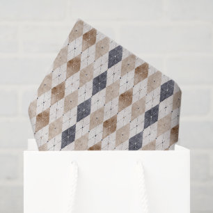 Blue Cream Argyle Father's Day Tissue Paper