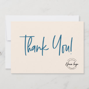 Blue cream black Company Logo Social Thank You Card