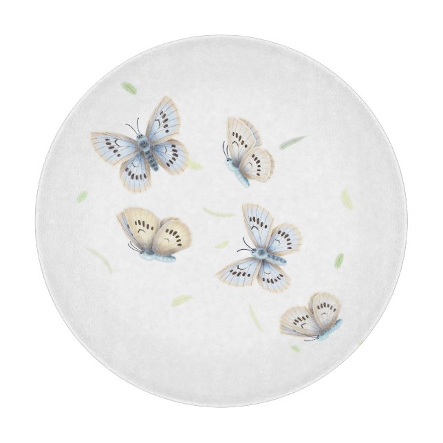 Blue & Cream Butterflies in Dreamy Flight Cutting  Board (Front)