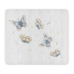 Blue & Cream Butterflies in Dreamy Flight Cutting Board