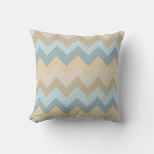 Blue Cream Chevron Stripes Cushion (Front)