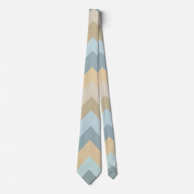 Blue Cream Chevron Stripes Tie (Front)