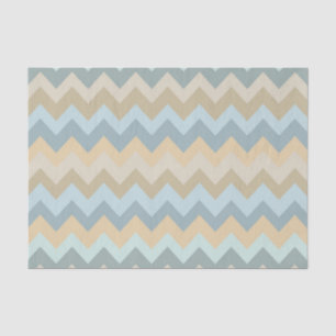 Blue Cream Chevron Stripes Tissue Paper