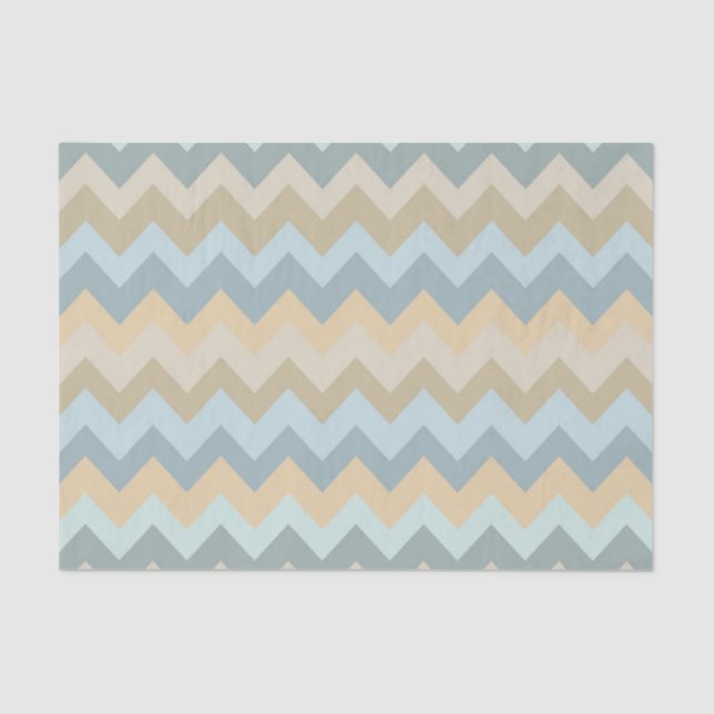 Blue Cream Chevron Stripes Tissue Paper (Front)