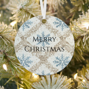 Blue Cream Christmas Snowflakes Metal Tree Decoration
