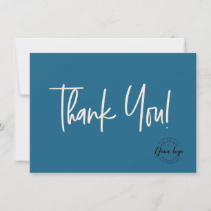 Blue cream Company Logo Social Thank You  Card