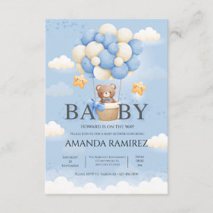 Blue & Cream Elephant Baby Boy Shower Enclosure Card