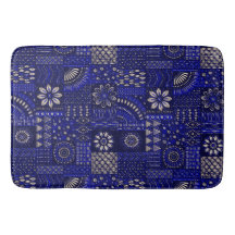 Blue & Cream Ornamental Bath Mat