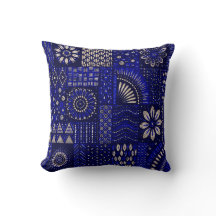 Blue & Cream Ornamental Throw Pillow
