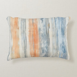Blue Cream Peach Stripes Decorative Cushion