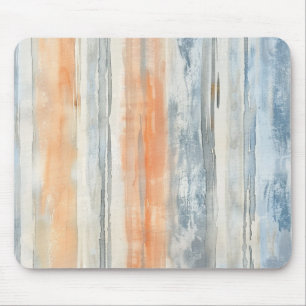 Blue Cream Peach Stripes Mouse Mat