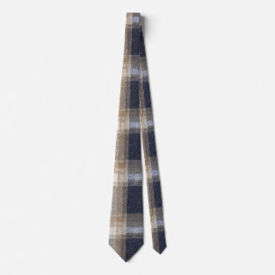 Blue Cream Plaid Stripes Tie