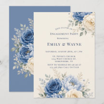Blue & Cream Rose Floral Engagement Party
