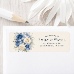 Blue & Cream Rose Floral Wedding Address