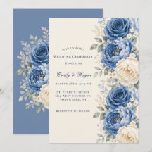Blue & Cream Rose Floral Wedding Ceremony