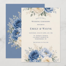 Blue & Cream Rose Floral Wedding Ceremony