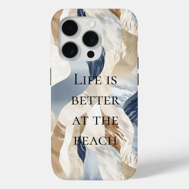 Blue Cream Sand Ivory Abstract Waves Beach  Case-Mate iPhone Case (Back)