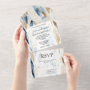 Blue Cream Sea Sand Ocean Beach All In One Invitation
