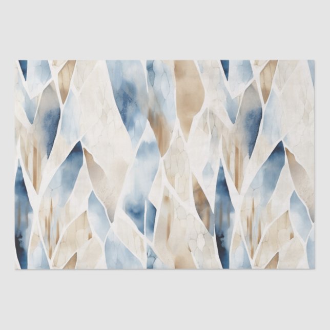Blue Cream Sea Sand Ocean Serenity Tissue Paper (Front)