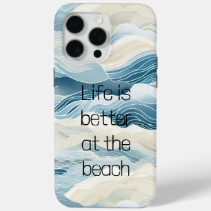 Blue Cream Sea Sand Ocean Waves iPhone 15 Pro Max Case