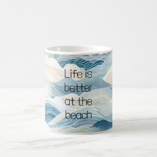 Blue Cream Sea Sand Ocean Waves Coffee Mug