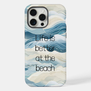 Blue Cream Sea Sand Ocean Waves iPhone 15 Pro Max Case