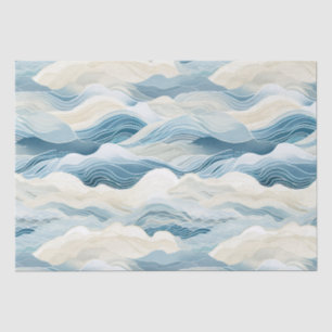 Blue Cream Sea Sand Ocean Waves Tissue Paper