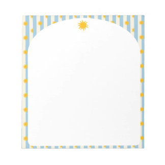 Blue Cream Stripe Gold Sunburst Border Notepad