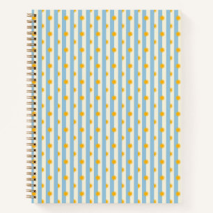 Blue Cream Stripe Gold Sunburst Notebook - S
