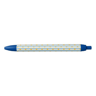 Blue Cream Stripe Gold Sunburst Pen
