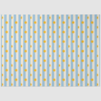 Blue Cream Stripe Gold Sunburst Tissue Paper