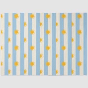 Blue Cream Stripe Gold Sunburst Tissue Paper - L