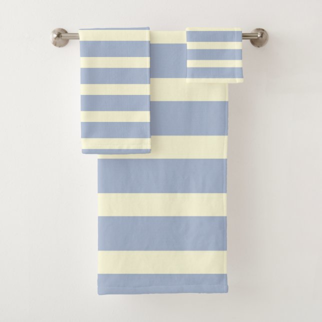 Blue cream stripes bath towel set (Insitu)