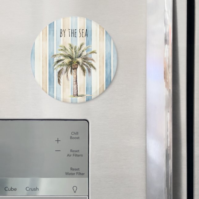 Blue Cream Stripes Tropical Palm Tree Magnet (In Situ (Fridge))
