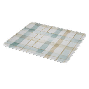 Blue Cream White Plaid Bridal Shower Cutting Board