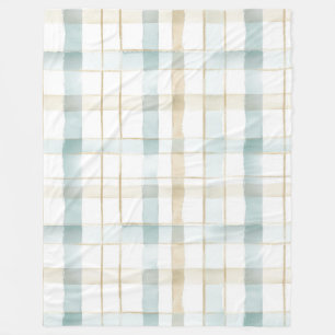 Blue Cream White Plaid Fleece Blanket