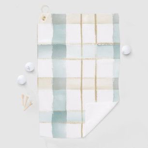 Blue Cream White Plaid Golf Towel