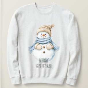 Blue Cream White Snowman Christmas Sweatshirt