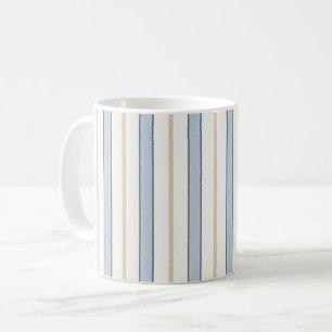 Blue Cream White Stripes Coffee Mug