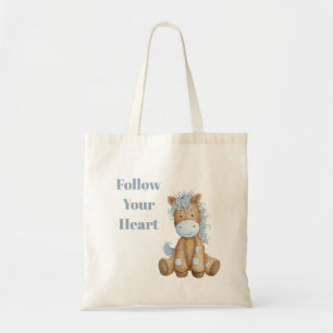 Blue Cream Zebra Elephant Tote Bag