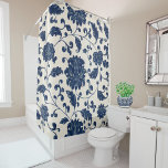 Blue/Creamy White Vintage Swirling Floral Pattern Shower Curtain<br><div class="desc">This lovely blue and creamy white floral shower curtain features a vintage Chinoiserie Asian-inspired botanical pattern of swirling flowers,  vines and leaves. An elegant and tasteful addition to your bathroom,  pairing well with both contemporary or more traditional décor styles. A fresh,  summery update for your home!</div>