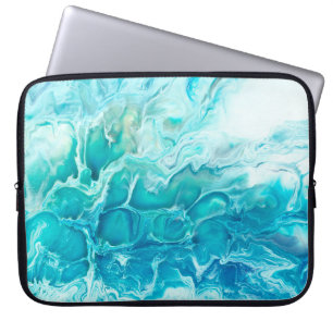 Blue creative abstract hand painted background, ma laptop sleeve